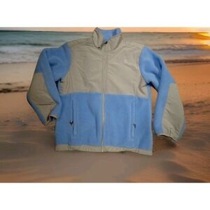 The North Face Denali Fleece Jacket Girls Medium Blue Grey Excellent Full Zip